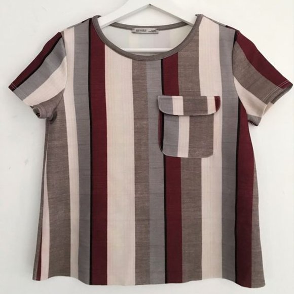 Zara Printed Stripe Top in Scuba fabric w/ Front Pocket - Picture 13 of 13